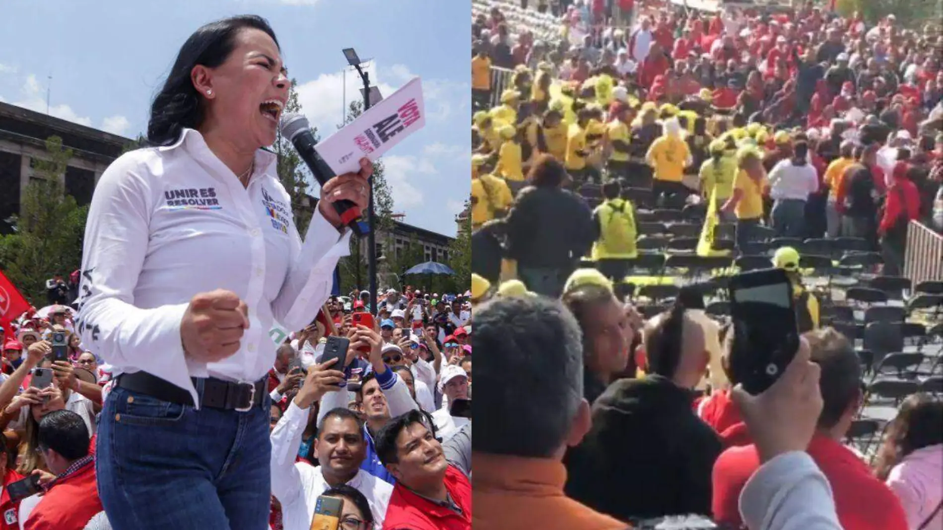 Cierre de campaña de Alejandra del Moral pelea entre militantes del PRI y PRD ensombrece evento